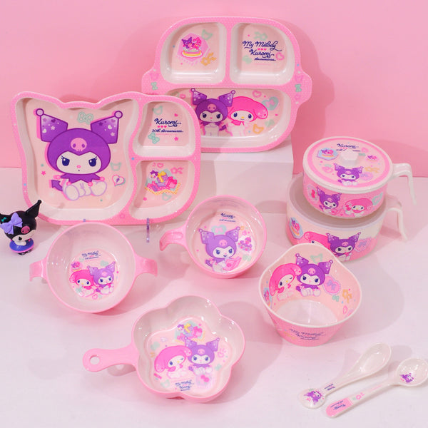Wuhe Kulomi Children's Tableware Cartoon Household Supplementary Food Bowl Anti-drop and Anti-scalding Rice Bowl Baby Plate Kindergarten