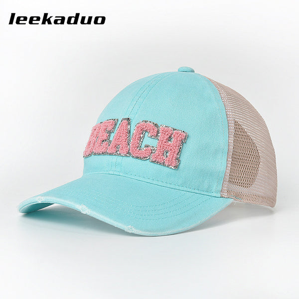 Baseball cap children sunshade sunscreen breathable mesh cap towel embroidery cap outdoor leisure hollow mesh hat