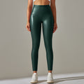 Clearance high waist hip belt t-line tights brushed pu plus size leather pants yoga fitness casual sports bottom pants