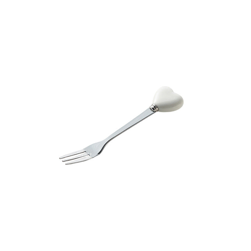 High-style ceramic handle forks, stainless steel household spoons, heart-shaped coffee stirrers, creative dessert spoons - wholesale
