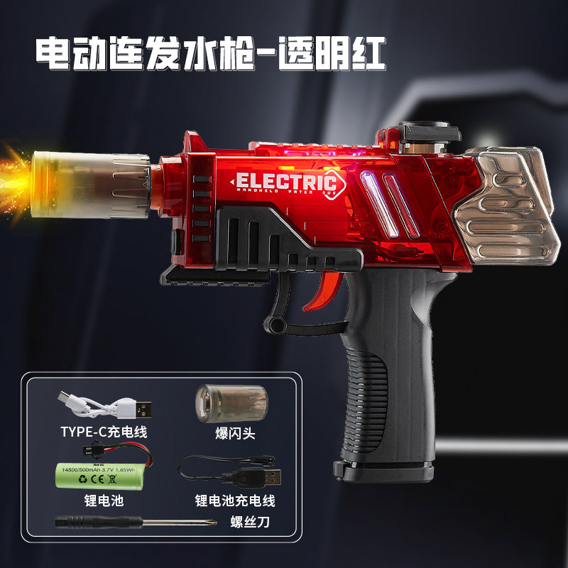 new product popular popular handheld fully automatic fire-breathing reloading electric children's water gun toy street stall wholesale