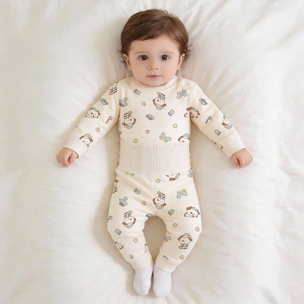 Kidsfall and winter shu velvet cloud-like cotton 300g autumn clothes high waist belly protection boneless type a heattechintimatesspring & fall style suit