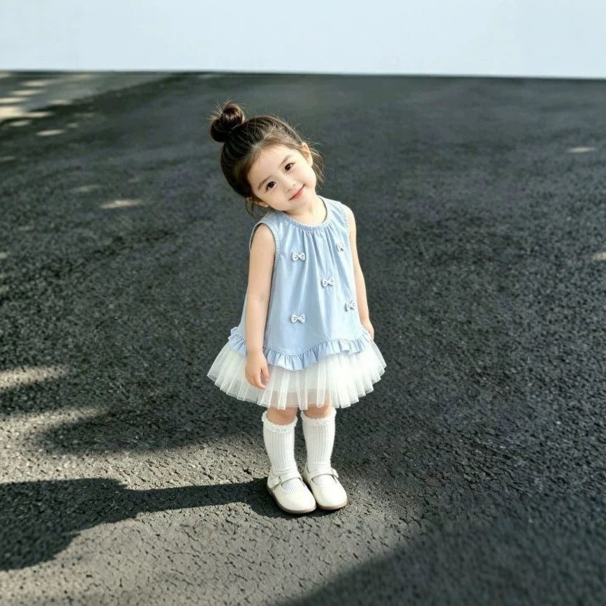 Girls' summer dress  new arrival: cute korean style preppy mesh princess dress - super adorable kids' clothing