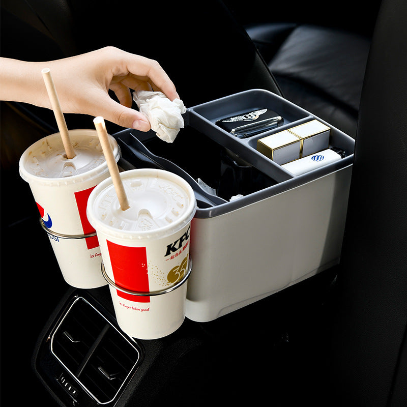 Car storage box Multi-purpose car storage box with water cup holder Large capacity in-car portable tissue box