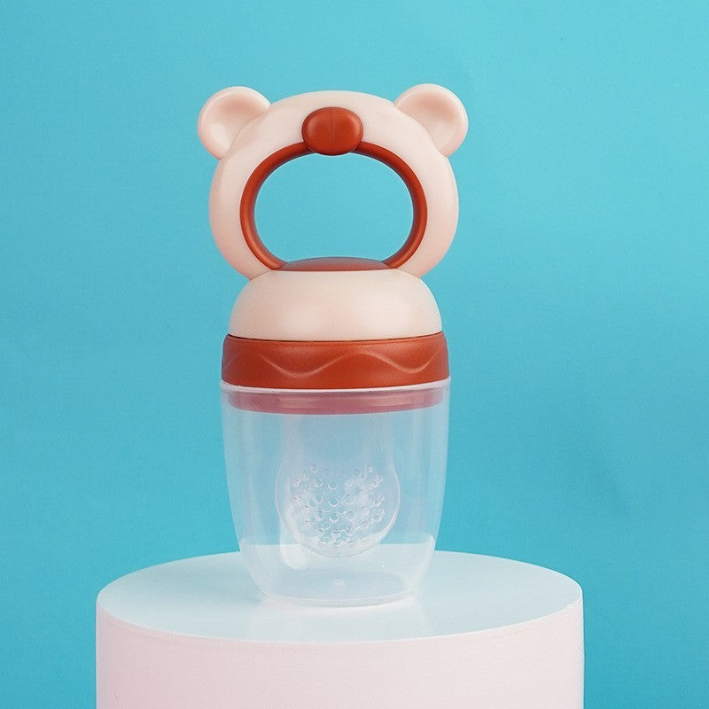English card baby bite music fruit and vegetable music children's food grade mesh bag silicone pacifier bear shape baby