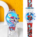 Kids' cartoon flip watch - ultraman hero spinning top, light-up musical electronic watch gift for boys and girls