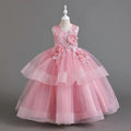 Export long skirt kids dress pearl flower wedding dress princess dress female flower girl birthday dress girl dress
