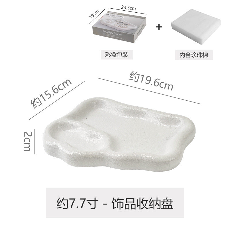 Ins ceramic jewelry tray necklace glasses display plate entryway key storage bedroom vanity decorative ornament