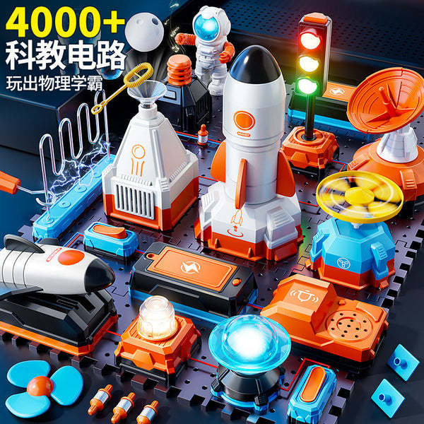 Children's electronic building block space rocket model assembly toy science and education experiment set science boy birthday gift