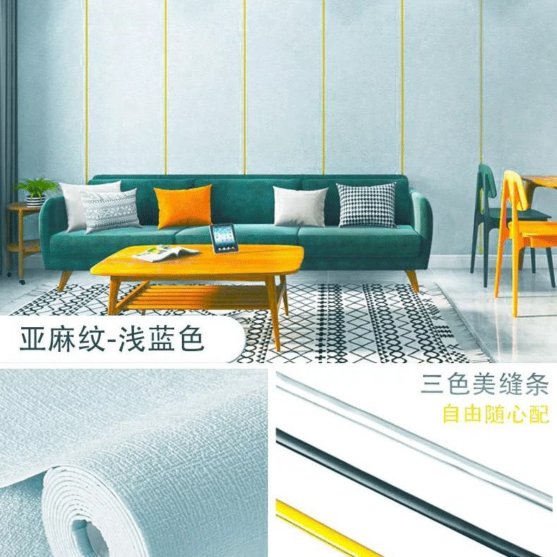 Super thick wallpaper, self-adhesive diatom mud, linen wall sticker, soft and hard wall covering, wall covering, renovation of living room, bedroom background wallpaper