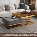 Modern minimalist extendable coffee table, luxury home rock slab coffee table, minimalist small apartment square modular coffee table
