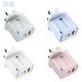 65w colorful led display a+c multi-port fast charging adapter, compatible with qc3.0 dual-port apple and android phone chargers
