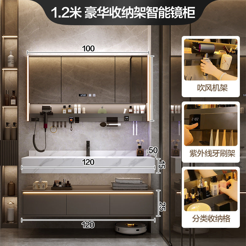 [Spot] Multifunctional storage rack, rock slab hot bending integrated basin, bathroom, washstand, face wash, bathroom cabinet combination