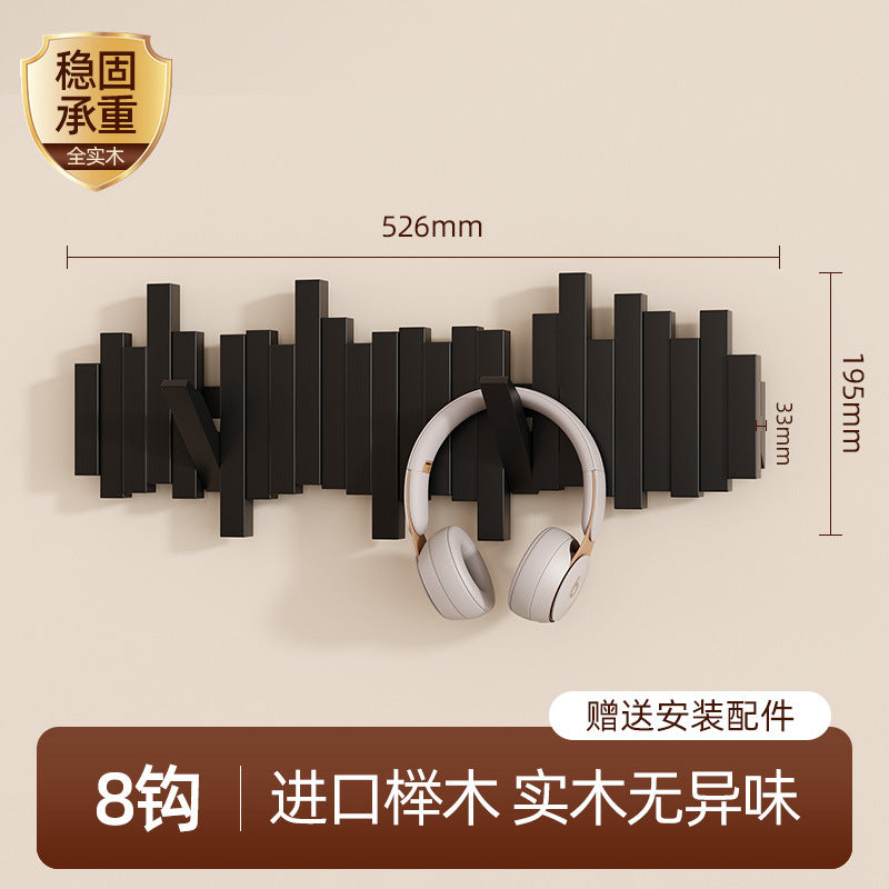 Solid wood piano key hanging hanger, entrance wall hanging, no punching, strong and durable storage, hanging bag, coat rack