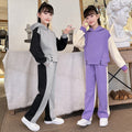 Girls' spring/autumn outfit set,  new korean style, trendy hooded sweatshirt and casual two-piece set for mid-to-large children