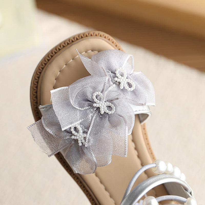 Girls' sandals:  summer new arrivals - stylish little princess shoes for girls, soft sole pearl sandals, lightweight and comfortable