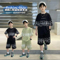Boys' short-sleeve t-shirt and shorts summer sports set - loose-fit, breathable, casual two-piece outfit for mid-to-large children