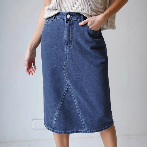 's new breathable, light, fashionable and thin rear split skirt, denim skirt design sense a-word skirt