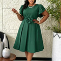 D3370 cross-border  fashionexportrufflesnew arrivalstereo flower large size women's african dress