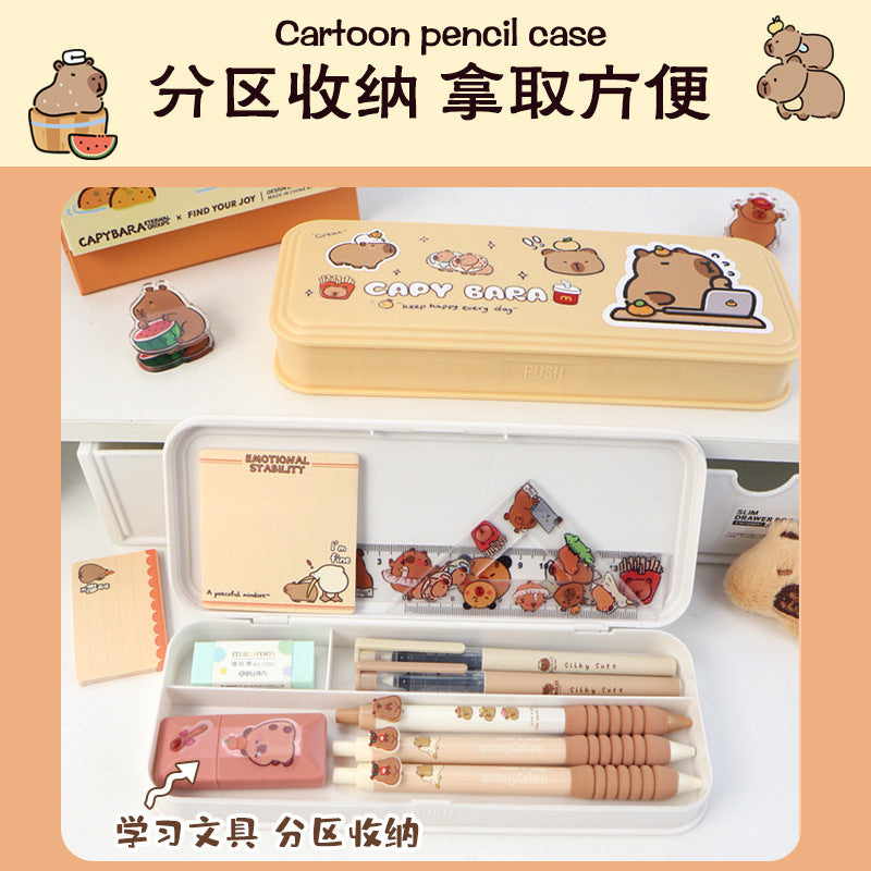 New Kapibara pencil case for primary school students, large-capacity stationery case, pencil case ins wind niche giant energy pack, high value