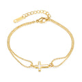 Japanese and korean ins style titanium steel bracelet for women, accessible luxury fashion, retro cross, double layer bracelet, jewelry wholesale