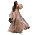 cross-border summer new arrival: women's deep v-neck puff sleeve mesh see-through maxi dress for , europe & us markets