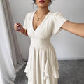 summer new arrival: v-neck slim-fit long dress - pleated, slimming, and fashionable