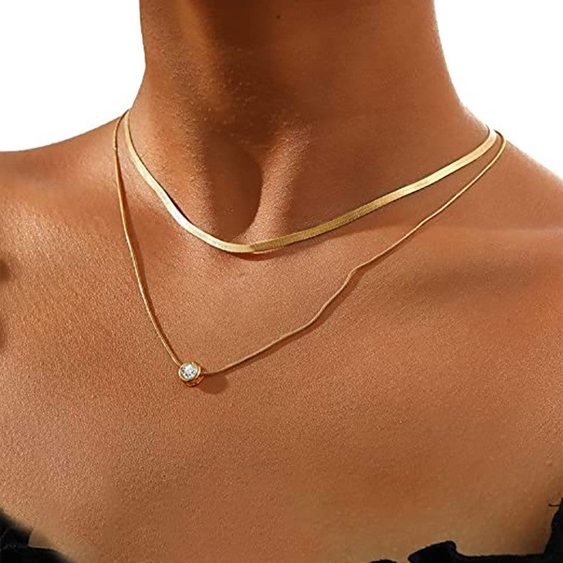 Amazon cross-border new fashion cross heart coin zircon pendant multi-layer necklace jewelry trendy women's style