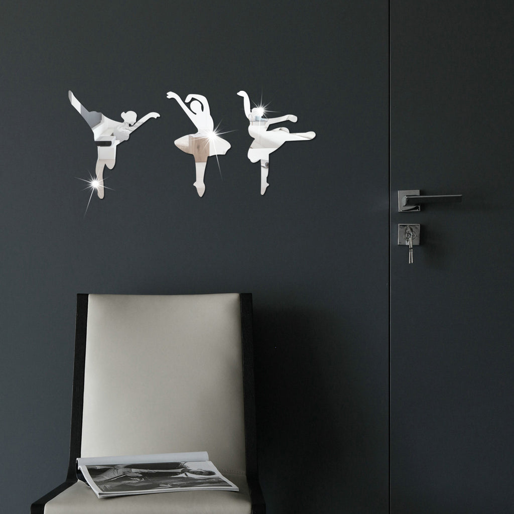 Ballet girl   mirror three-dimensional 1mm acrylic wall sticker dance classroom room decoration sticker