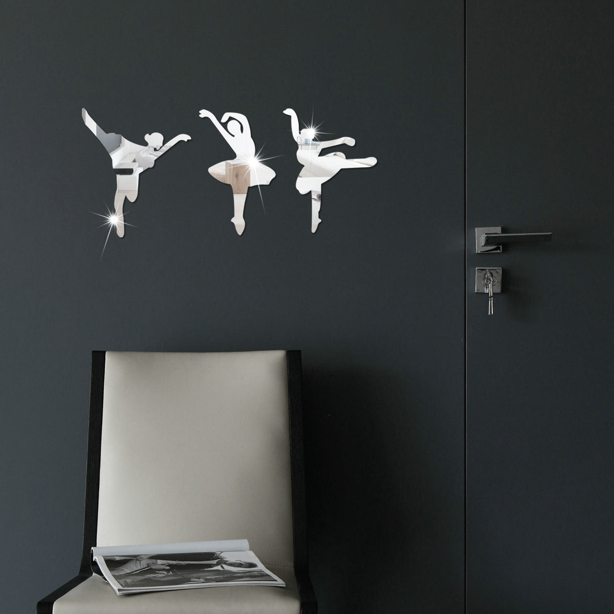 Ballet girl   mirror three-dimensional 1mm acrylic wall sticker dance classroom room decoration sticker