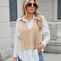 Fashion cross-border export new women's clothing  independent station v-neck loose outer vest vest waistcoat sweater