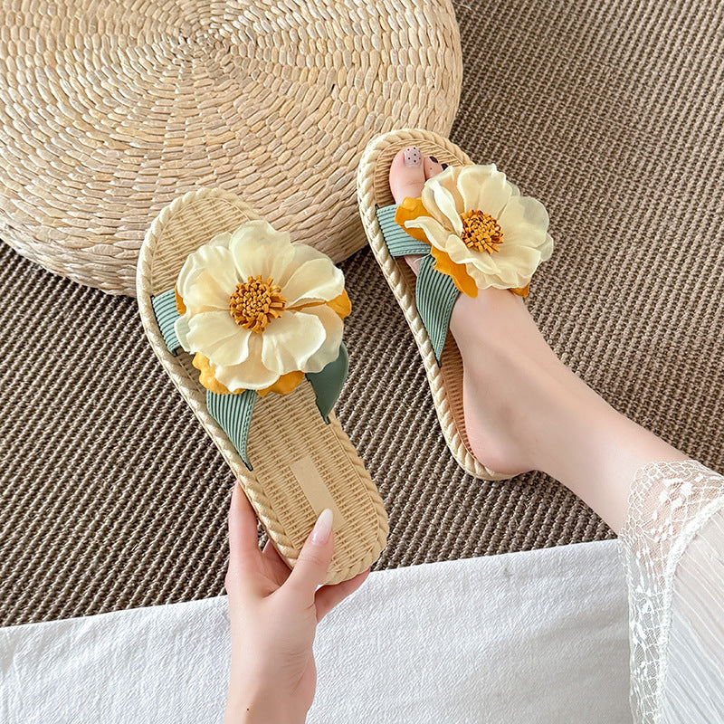 New arrival fairy style slippers for women summeroutwearfashionnon-slipelegance flower beach shoes sunflower vacation flip-flops