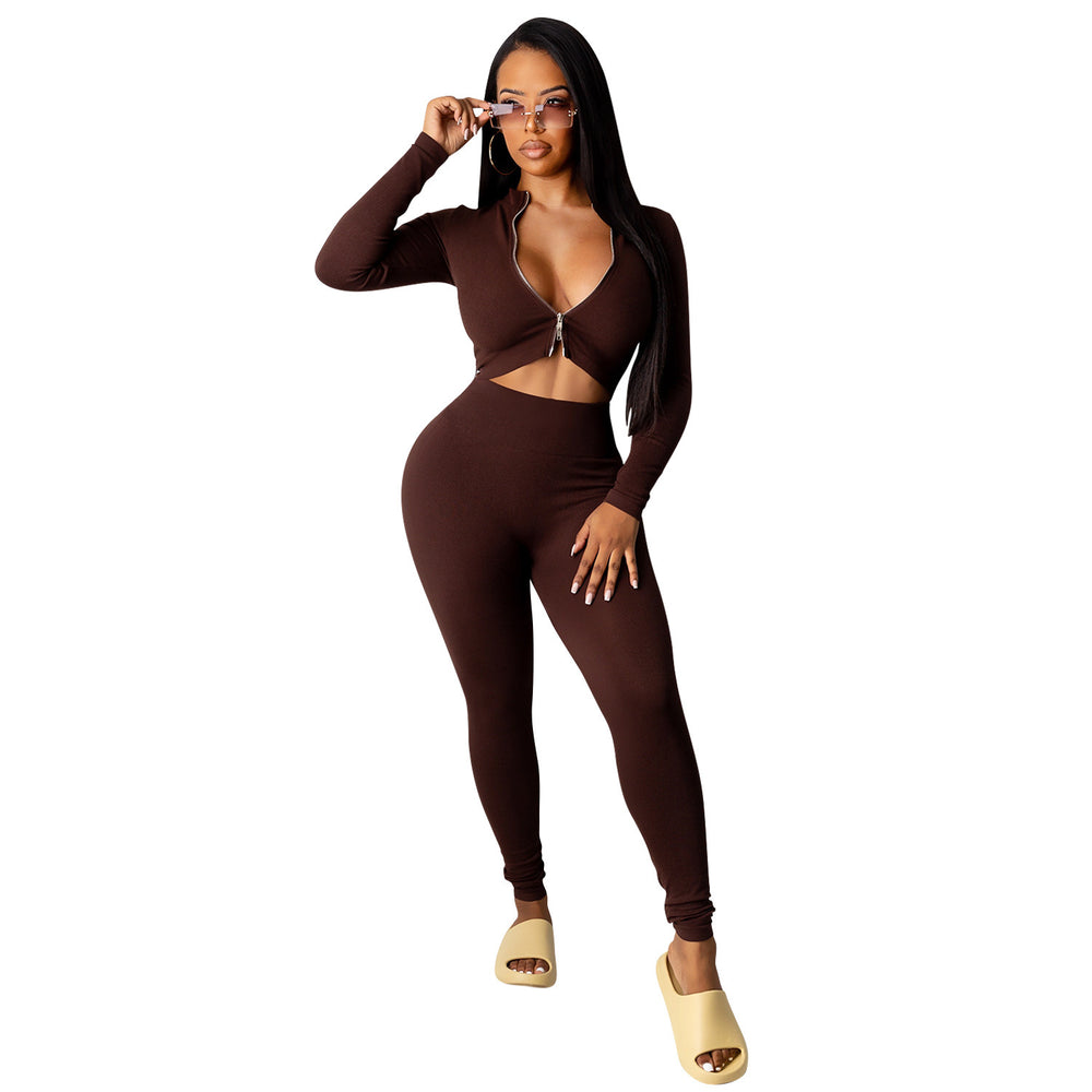 C3815 in stock winter   fashion european and american knitted sexy bodycon casual two-piece women's outfit