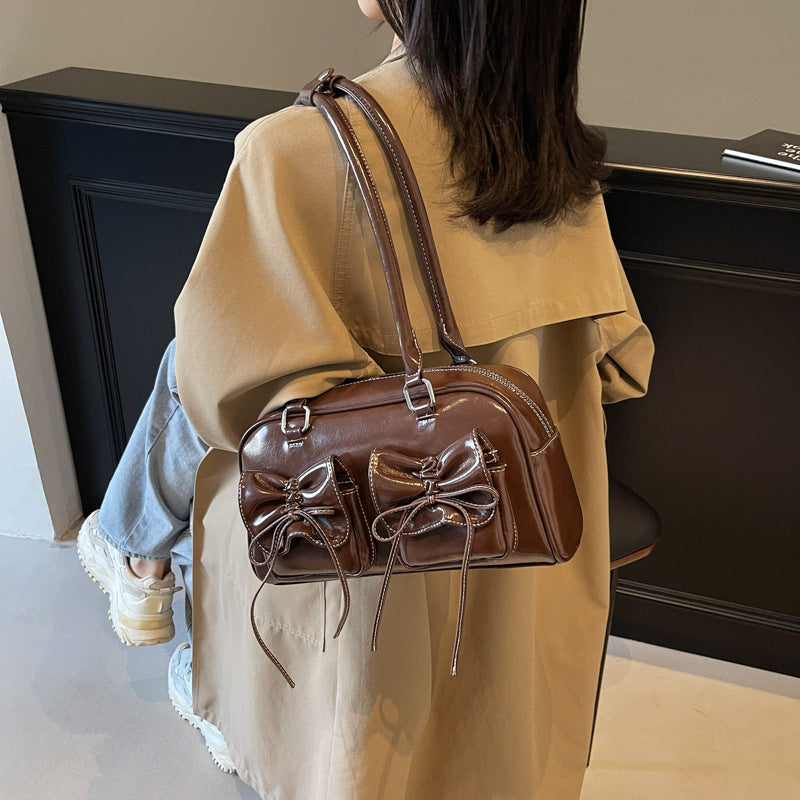 Ballet style bow underarm bag 2025 new niche fashion handbag temperament versatile shoulder bag