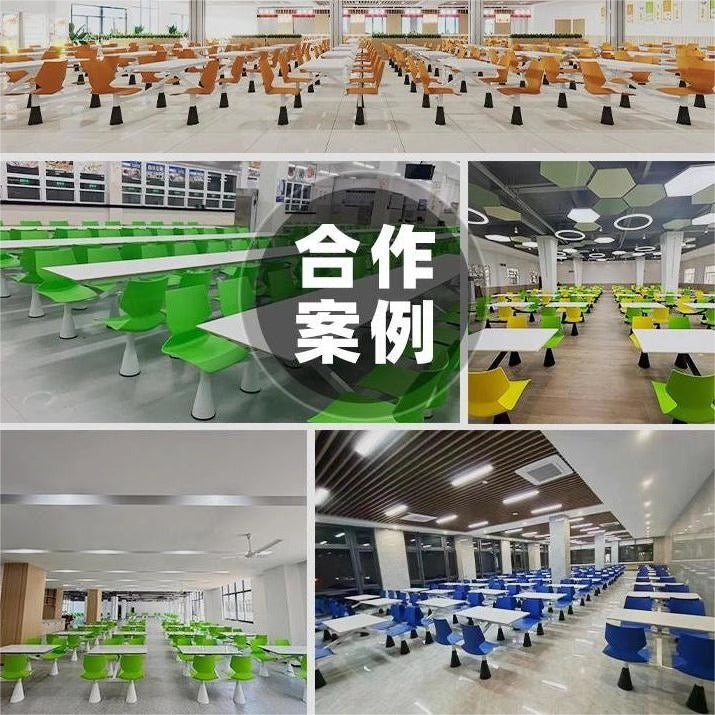 Company school canteen dining table and chair combination staff and students 4 people 6 people dining room table and chair commercial dining table and chair conjoined