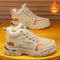 Men's winter fleece-lined warm high-top retro work boots - outdoor hiking, desert combat, and heavy-duty boots