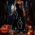 halloween pattern printing longdressv neckloose vacation suspender skirt