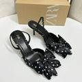 Za's 2025 spring/summer collection: european and american style pointed-toe women's pumps, bow detail, cutout sandals, polka dot fashion heels