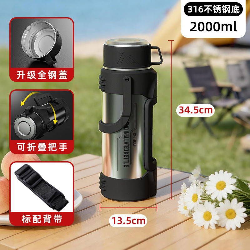 316 stainless steel large capacity collapsible handle thermos kettle - outdoor, car, portable water bottle - travel kettle wholesale with custom logo