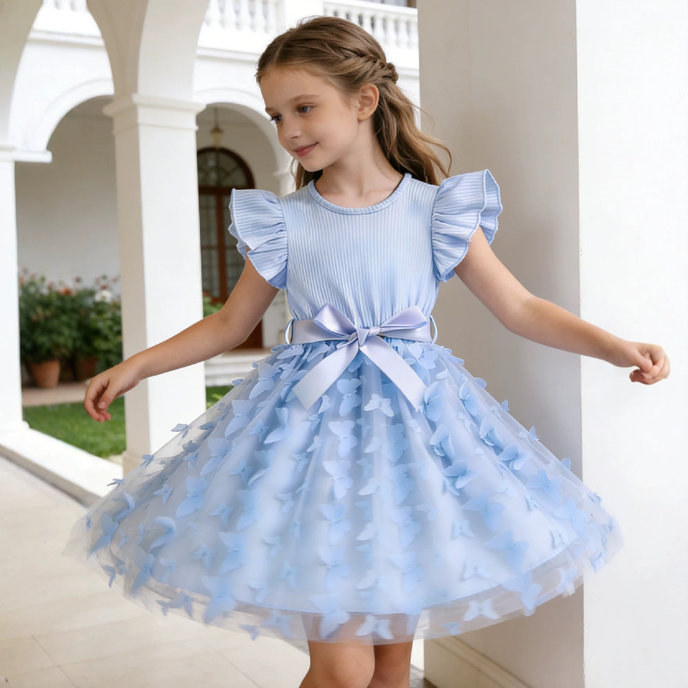 summer korean style girls' short-sleeve lace floral dress - trendy korean kids' formal dress