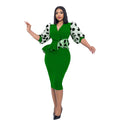 Q069 independent station export women's clothing  new arrival elegant mesh patchwork v-neck bodycon european and american style dress