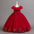 export girls' formal dress with lace and mesh – perfect for piano recitals, festive celebrations, and elegant hostess outfits – wholesale available