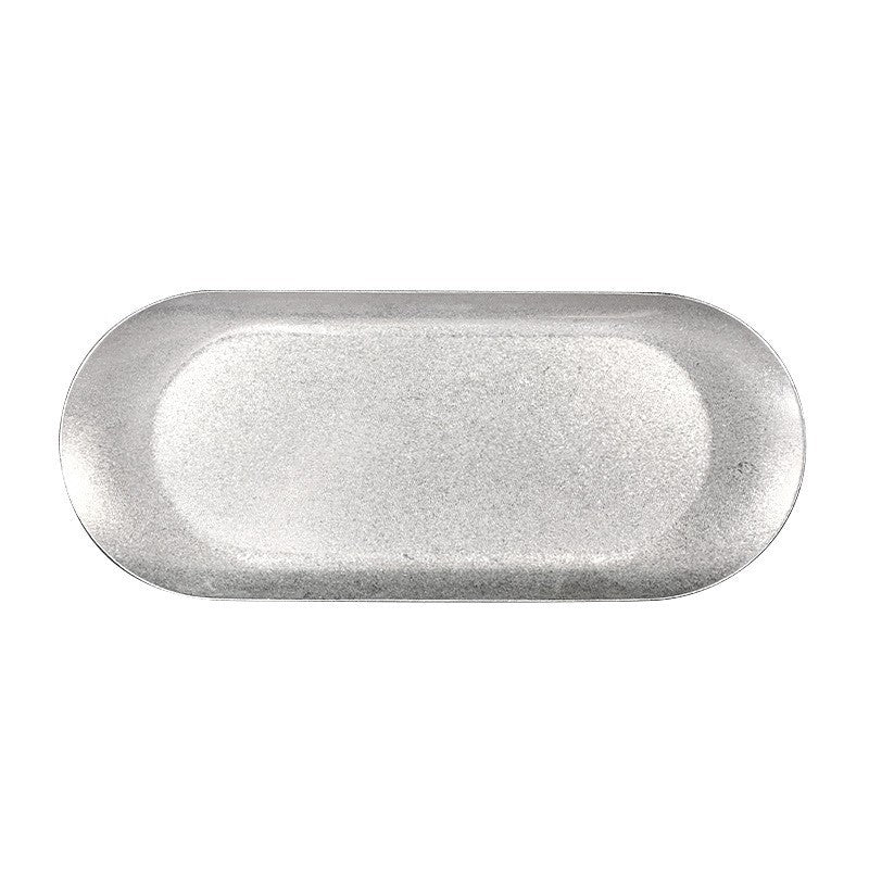 Retro stainless steel oval tray dessert snack plate antique barbecue plate decorative jewelry plate nostalgic tableware