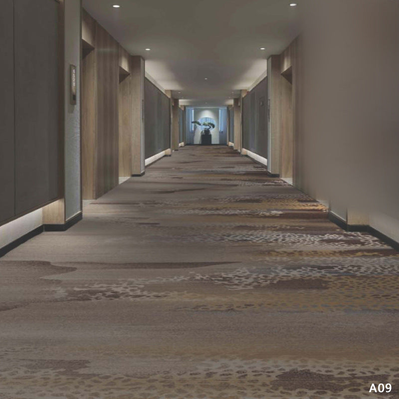 Custom hotel carpet for hallways and aisles, hotel guest room bedside rug, thickened nylon b1 flame retardant full coverage floor mat