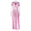 European and american style cross-border sweet & fresh women's printed elegant a-line dress with ruched v-neck and chic puff sleeves