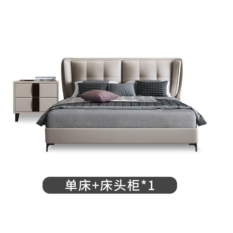 Italian accessible luxury leather bed modern small apartment 1.5m soft-packed leather bed master bedroom 1.8m double wedding bed