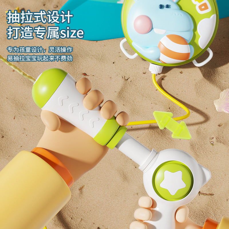 【cross-border】kids' backpack water gun - beach water play, pull-out dinosaur water gun toy - wholesale supply