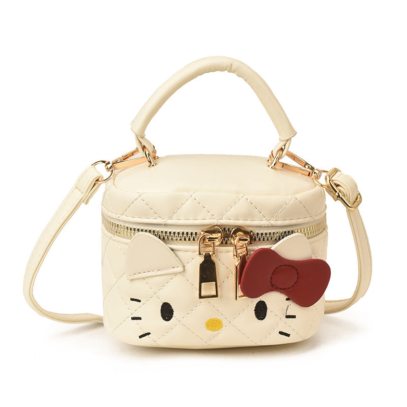 Diamond tweed style box bag japanese style cartoon kt cat kids mini cute hand bag satchel shoulder crossbody bag