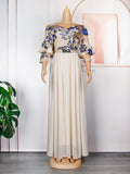 fashionexport africa  plus size hot diamond dress women's new chiffon long skirt with belt
