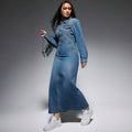 European and american new arrival cross-border women's clothing   long sleeve lapel button slit long fashionable dress for women